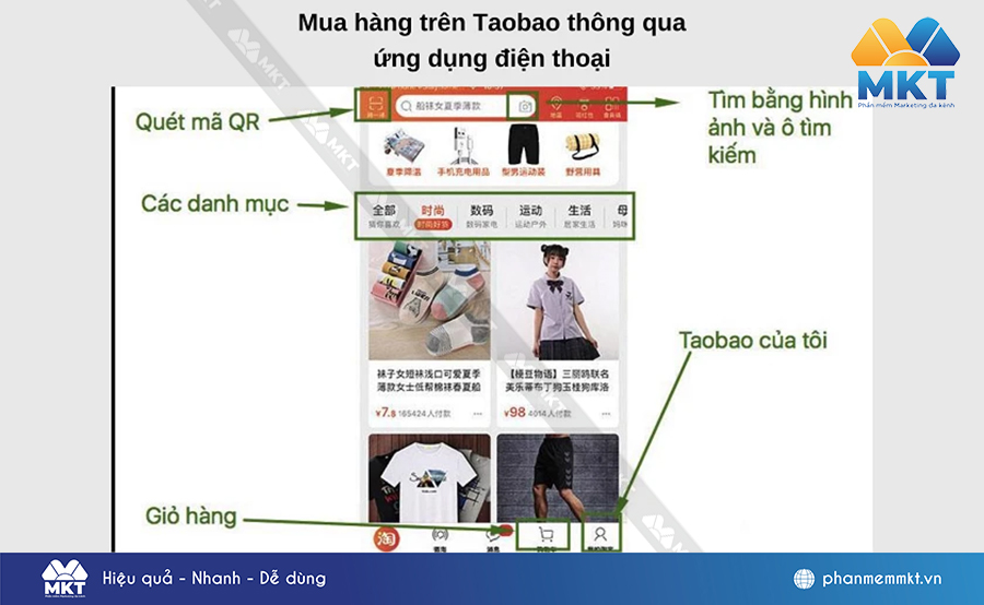 Order hàng trên Taobao bằng tiếng Việt thông ứng dụng điện thoại