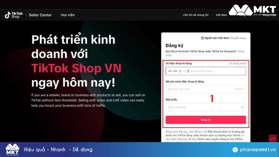 Đăng ký tài khoản TikTok shop Affiliate marketing trên TikTok