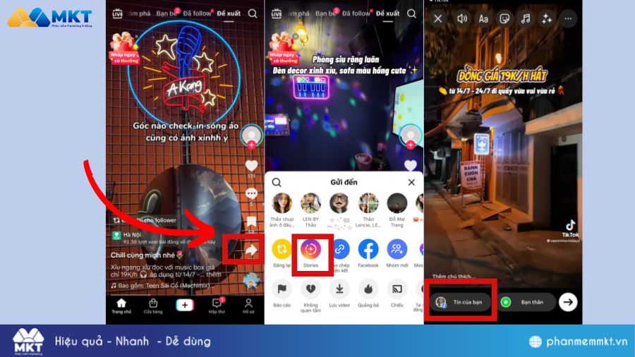 Cách chia sẻ Tiktok lên story Facebook