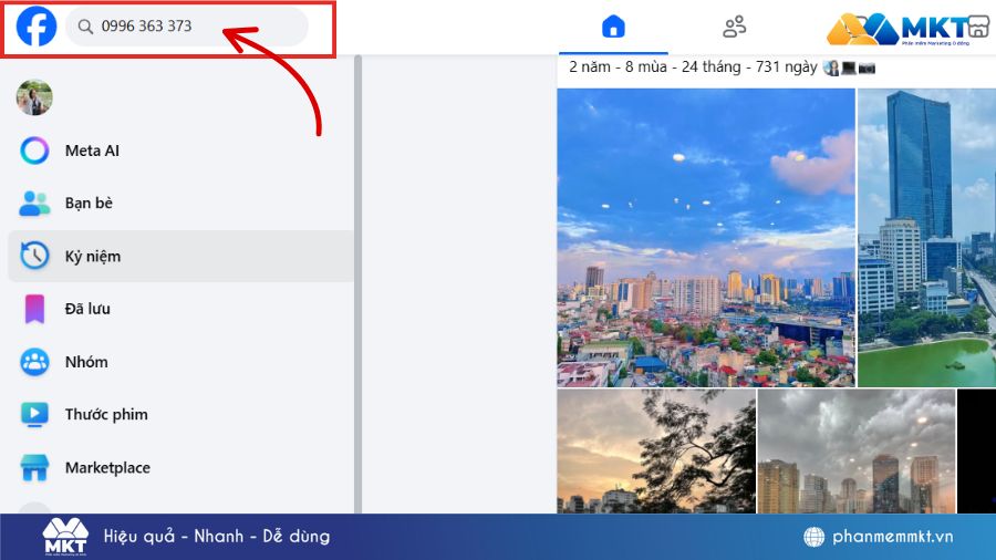 Tìm bạn Facebook qua sđt 