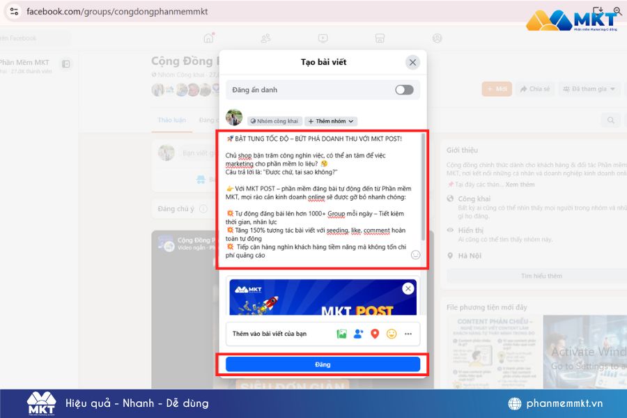 Cách đăng bài trên nhóm Facebook