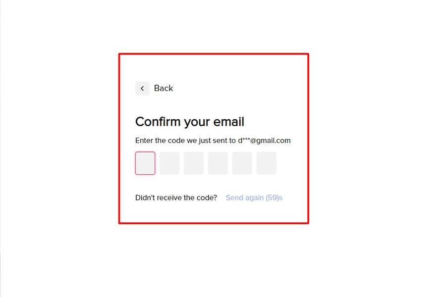 Điền mã xác nhận TikTok gửi về email đăng ký tài khoản