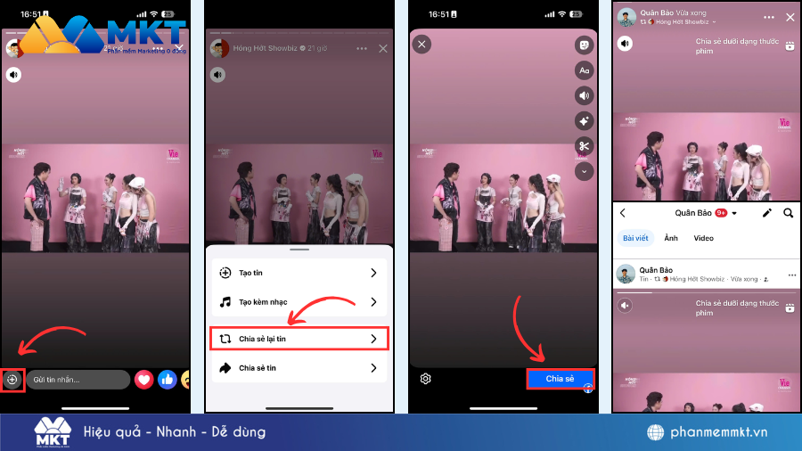 cách share story của người khác trên facebook