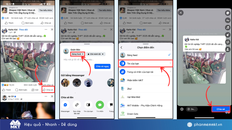 cách share story của người khác trên facebook