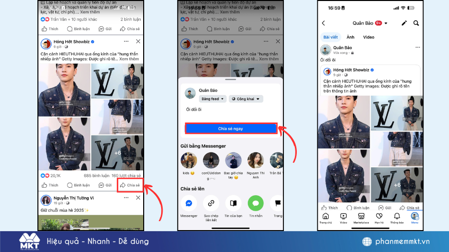 cách share story của người khác trên facebook