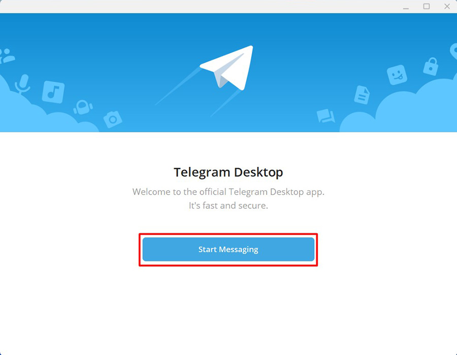 Nhấn Start Messaging nhằm chính thức dùng Telegram