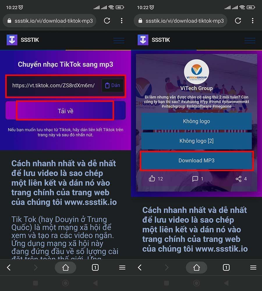Chuyển video TikTok sang MP3 với SSSTik