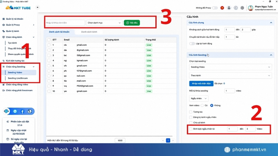 Phần mềm comment Youtube an toàn, hiệu quả 2026 2 Cách comment YouTube tự động bằng MKT Tube