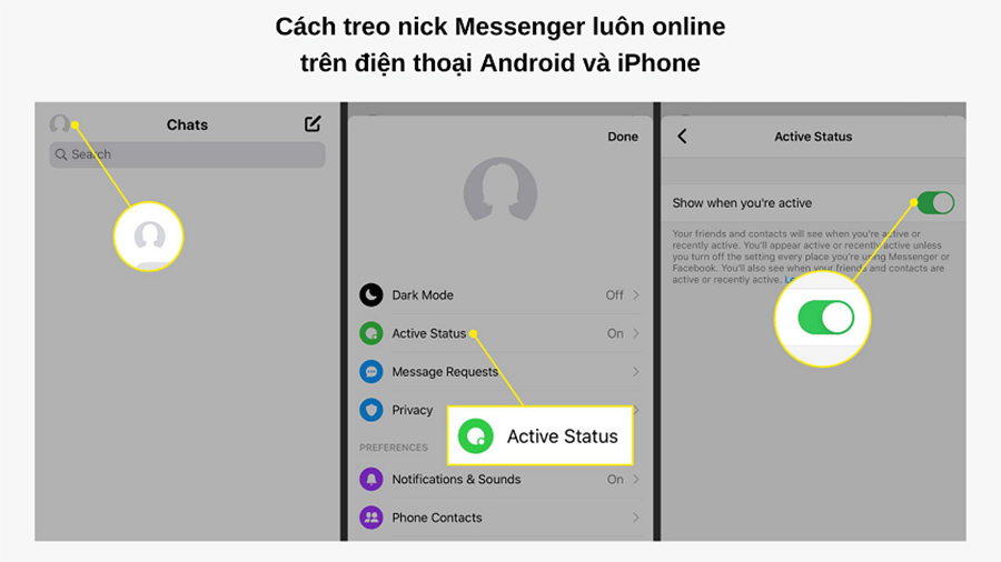 Cách treo nick Messenger trên điện thoại