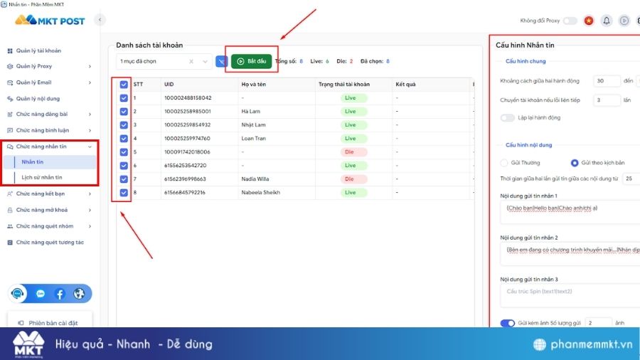 MKT Post - Gửi tin nhắn hàng loạt trên Facebook 