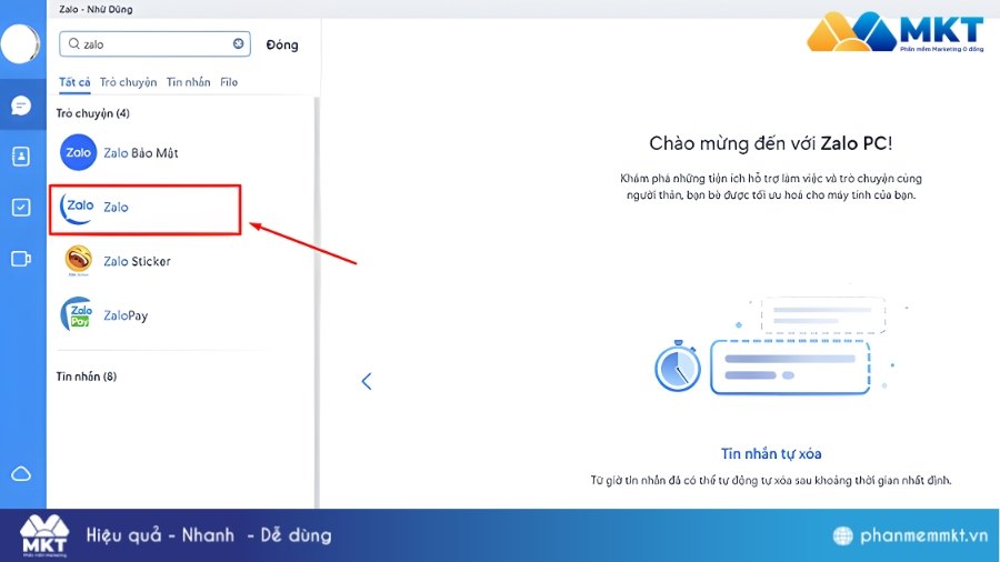 Chọn Zalo để mở giao diện chat Làm sao xóa lịch sử đăng nhập Zalo