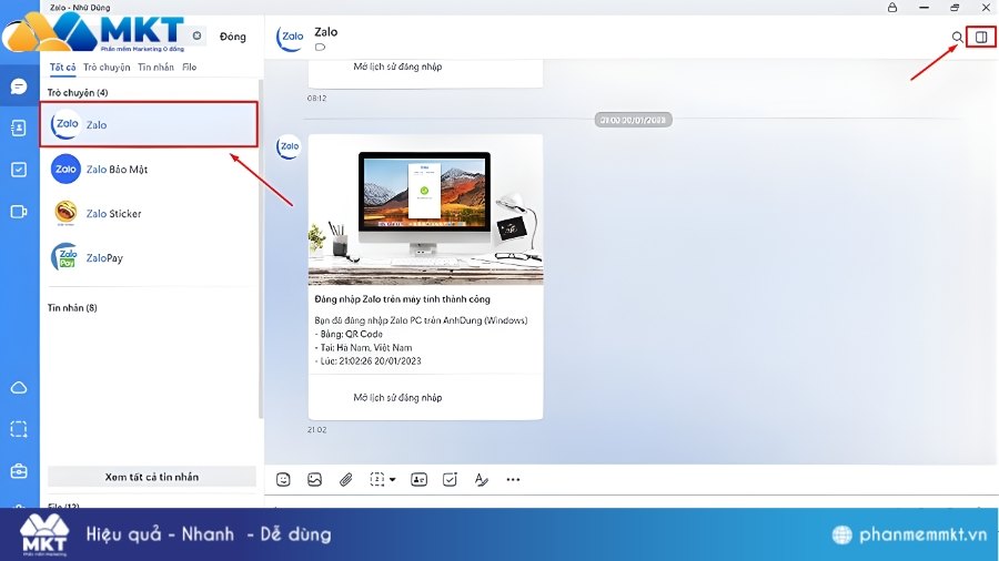 Nhấn vào biểu tượng Menu ở góc trên bên phải Làm sao xóa lịch sử đăng nhập Zalo