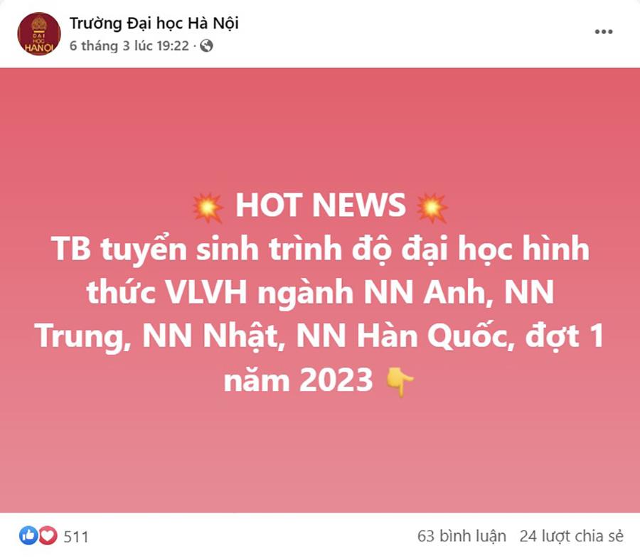 Mẫu content tuyển sinh của Trường Đại học Hà Nội