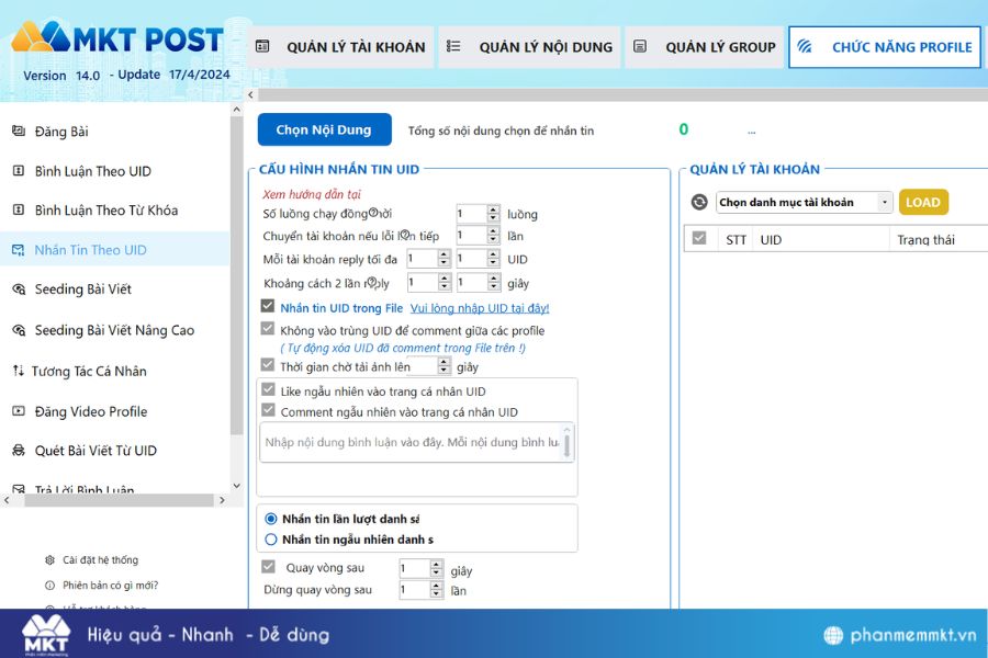 MKT Post - nhắn tin theo uid