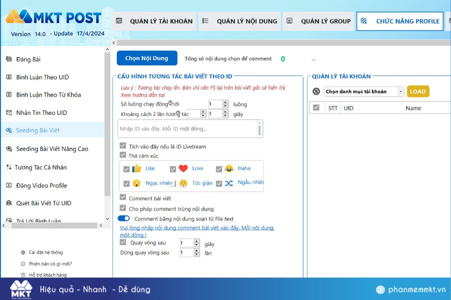 MKT Post - Seeding bài viết