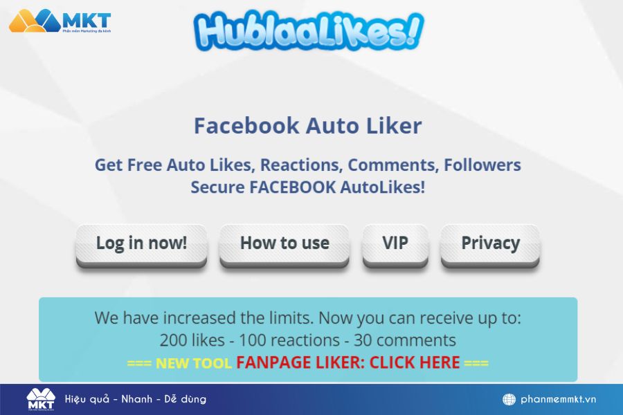 App tăng like Facebook Hublaa Liker