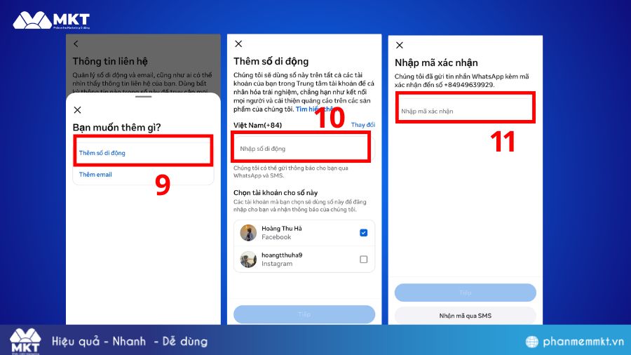 Thêm số điện thoại bảo mật 2 lớp Nhập số điện thoại bảo mật 2 lớp