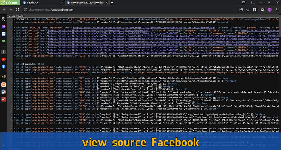 Cách view source Facebook trên máy tính
