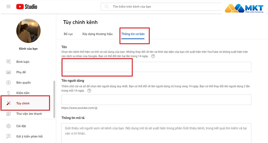 cách đổi tên kênh youtube