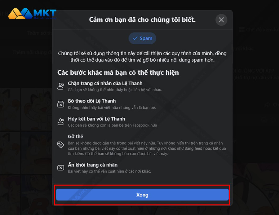 Chọn Xong để hoàn tất