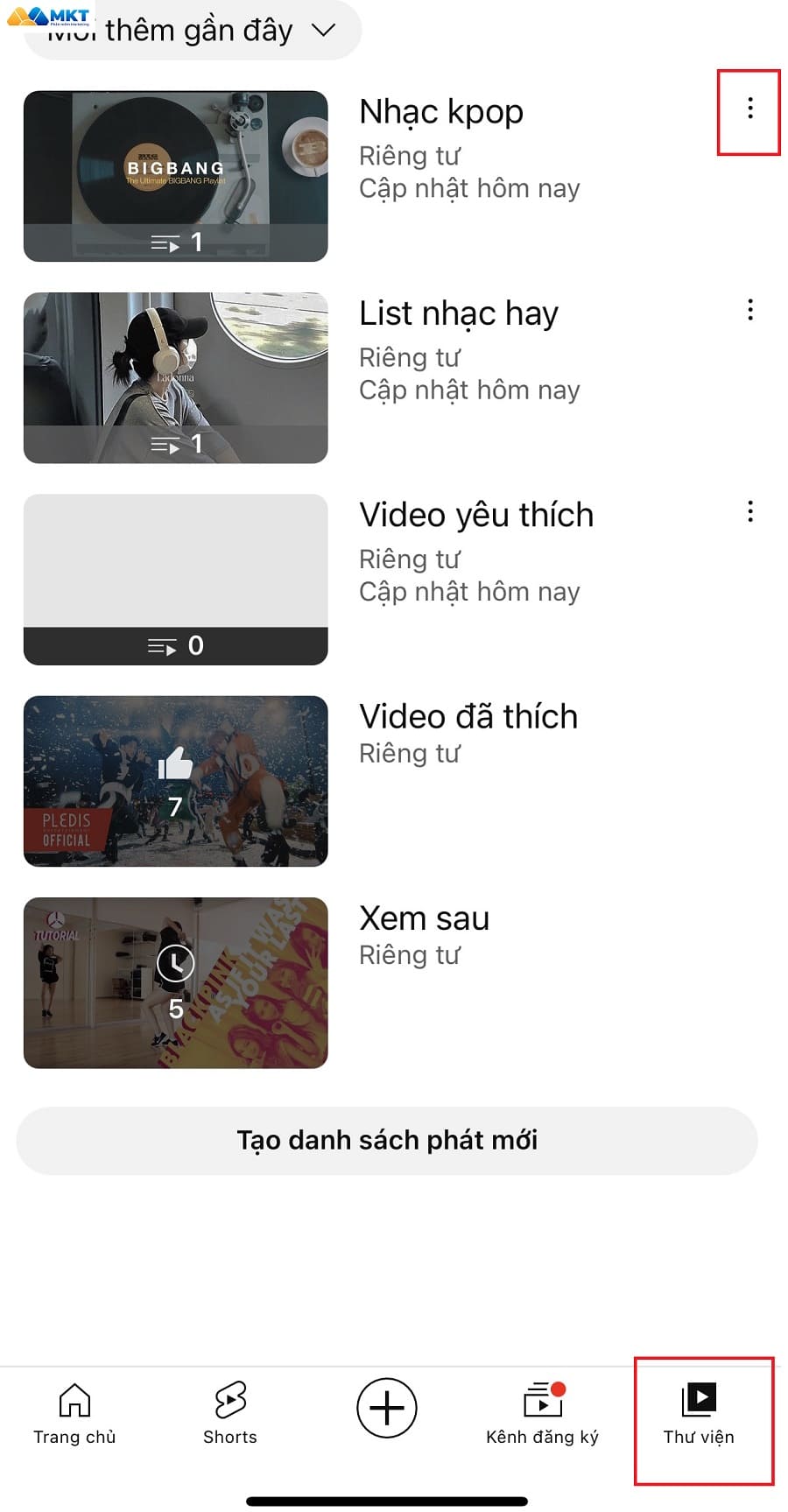 tạo danh sách phát youtube