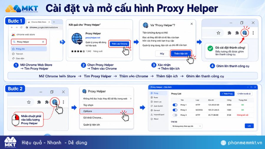 Hướng dẫn cách đổi IP bằng Proxyv6 trên phần mềm MKT Care 2 Đổi IP bằng ProxyV6 qua Proxy Helper