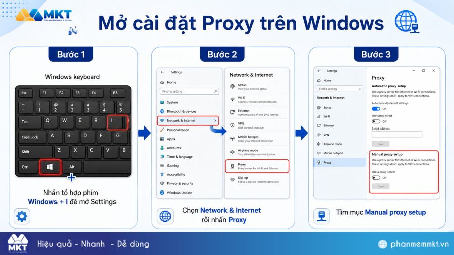 Hướng dẫn cách đổi IP bằng Proxyv6 trên phần mềm MKT Care 4 Cách đổi IP bằng ProxyV6 trong cài đặt Windows
