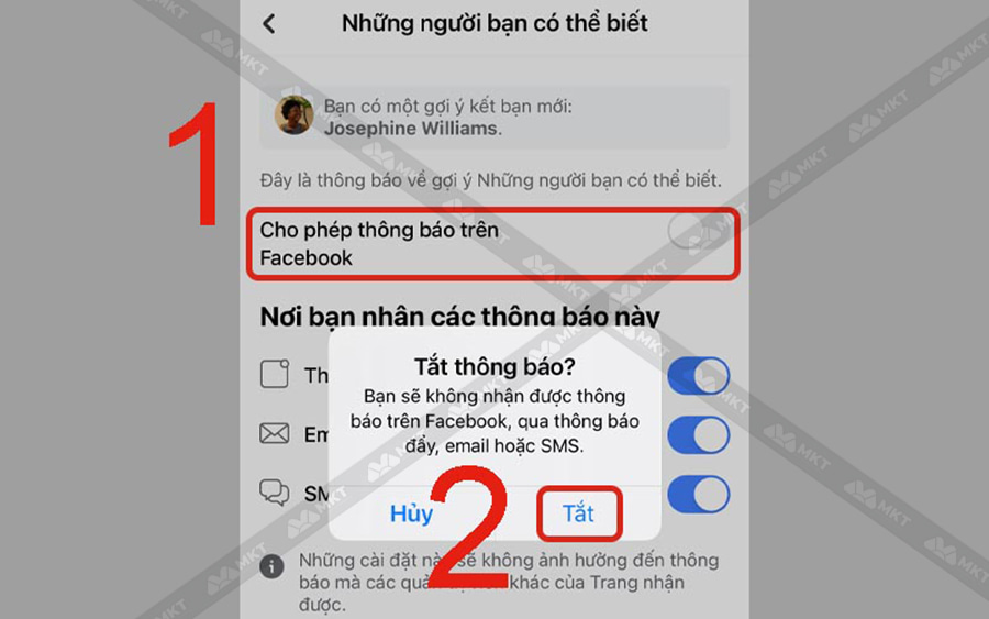 Tắt Cho phép thông báo trên Facebook