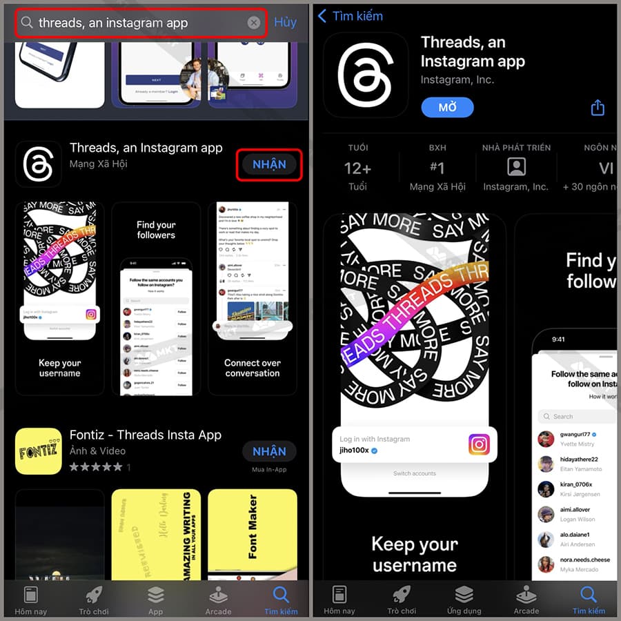 Cách tải Threads trên iPhone