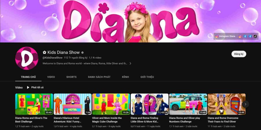 Top kênh YouTube nhiều sub nhất thế giới: Kids Diana Show