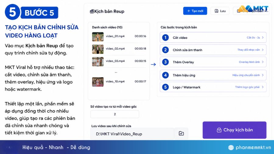 Hướng dẫn tải hàng loạt video bằng phần mềm MKT Viral 6 Chỉnh sửa video hàng loạt bằng MKT Viral
