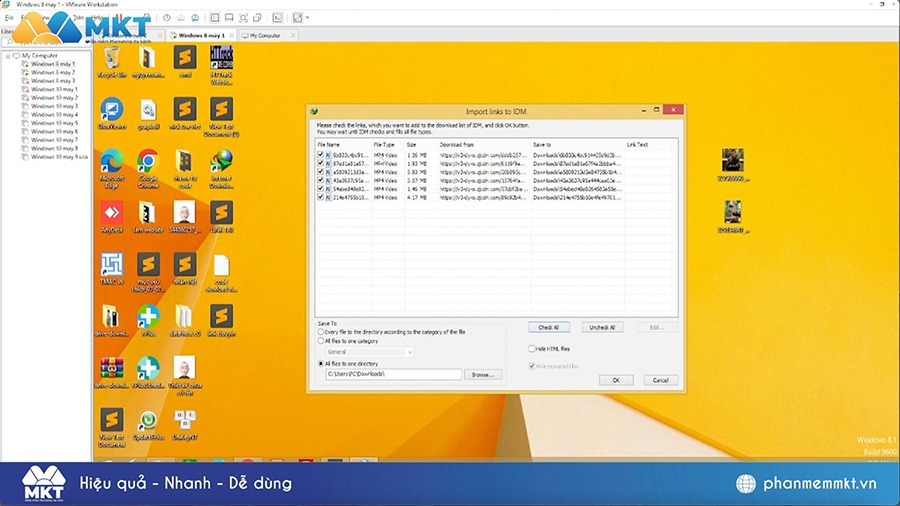 Chọn All files to one directory, chọn Check All