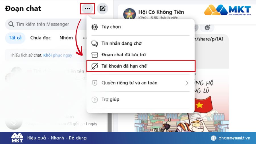 Cách bỏ hạn chế trên Messenger trên máy tính