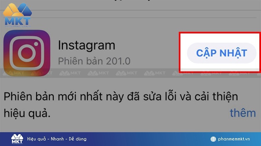 Cập nhật phiên bản mới nhất của ứng dụng Instagram