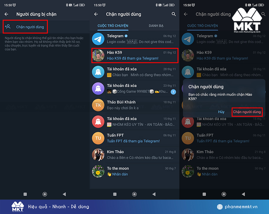 Cách chặn liên hệ trên Telegram