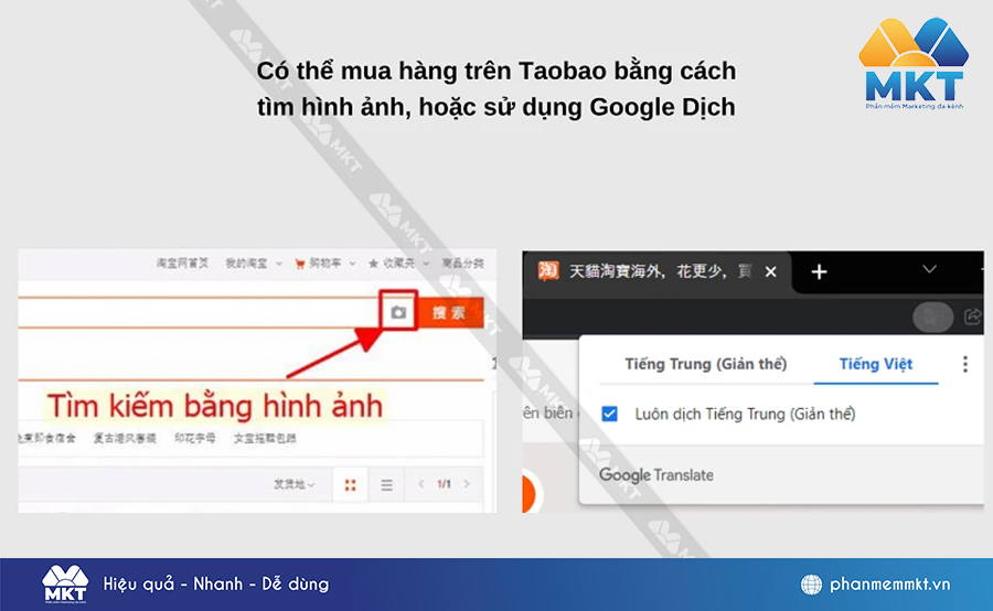 Mua hàng trên Taobao bằng cách tìm kiếm bằng hình ảnh, hoặc sử dụng Google Dịch