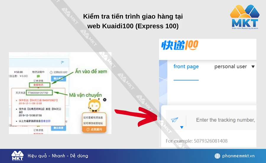 Kiểm tra tiến trình giao hàng tại website Kuaidi100 (Express100)