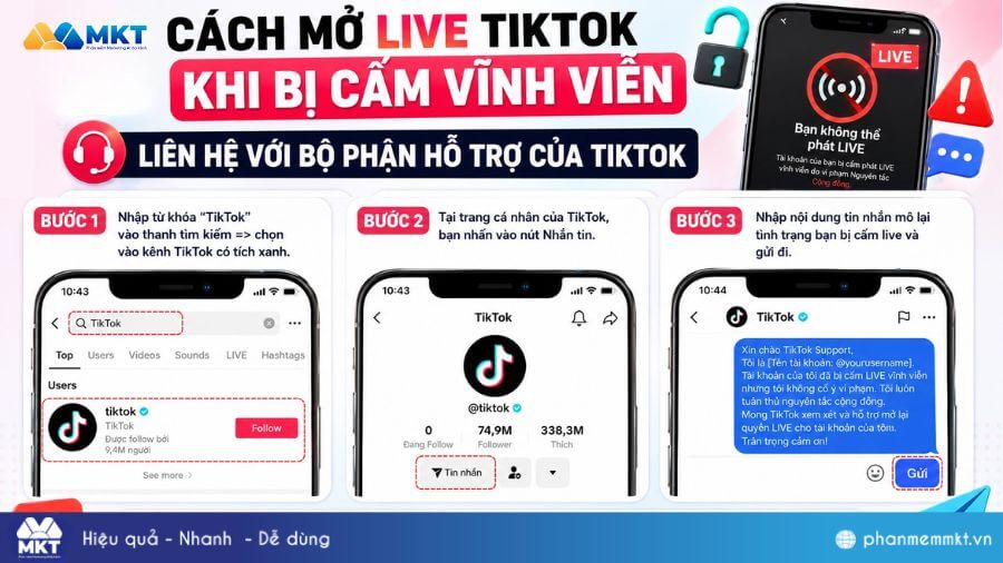 Cách mở khóa tài khoản TikTok bị cấm live vĩnh viễn đơn giản nhất 4 Liên hệ với bộ phận hỗ trợ của TikTok