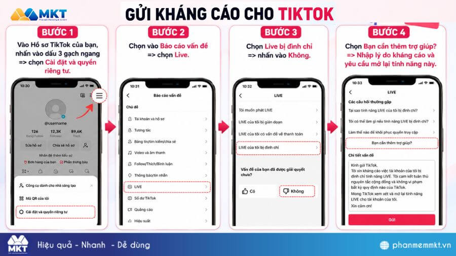 Cách mở khóa tài khoản TikTok bị cấm live vĩnh viễn đơn giản nhất 5 Gửi kháng cáo cho TikTok