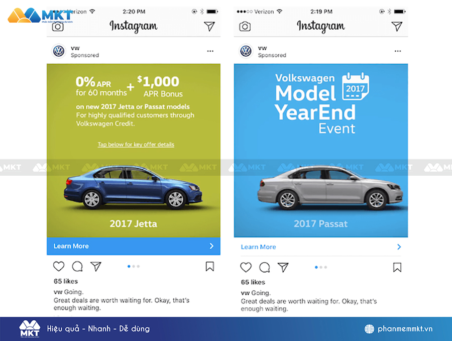 Ví dụ về quảng cáo Instagram