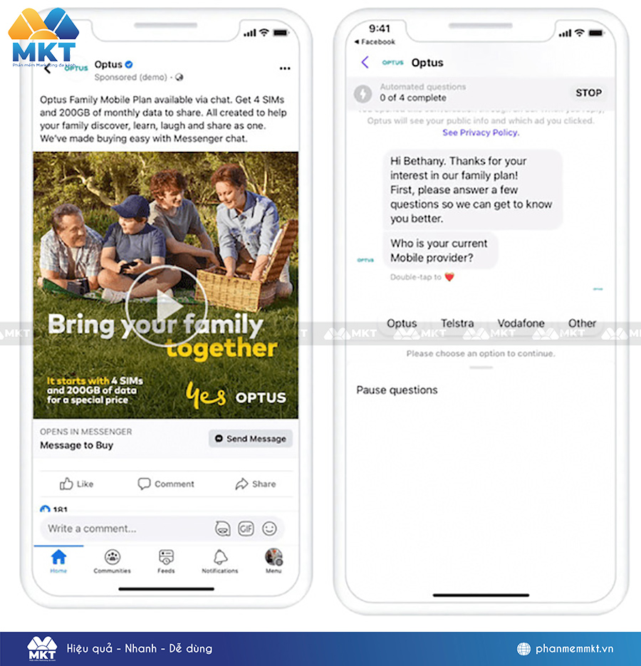 Một ví dụ về Facebook Messenger Ads