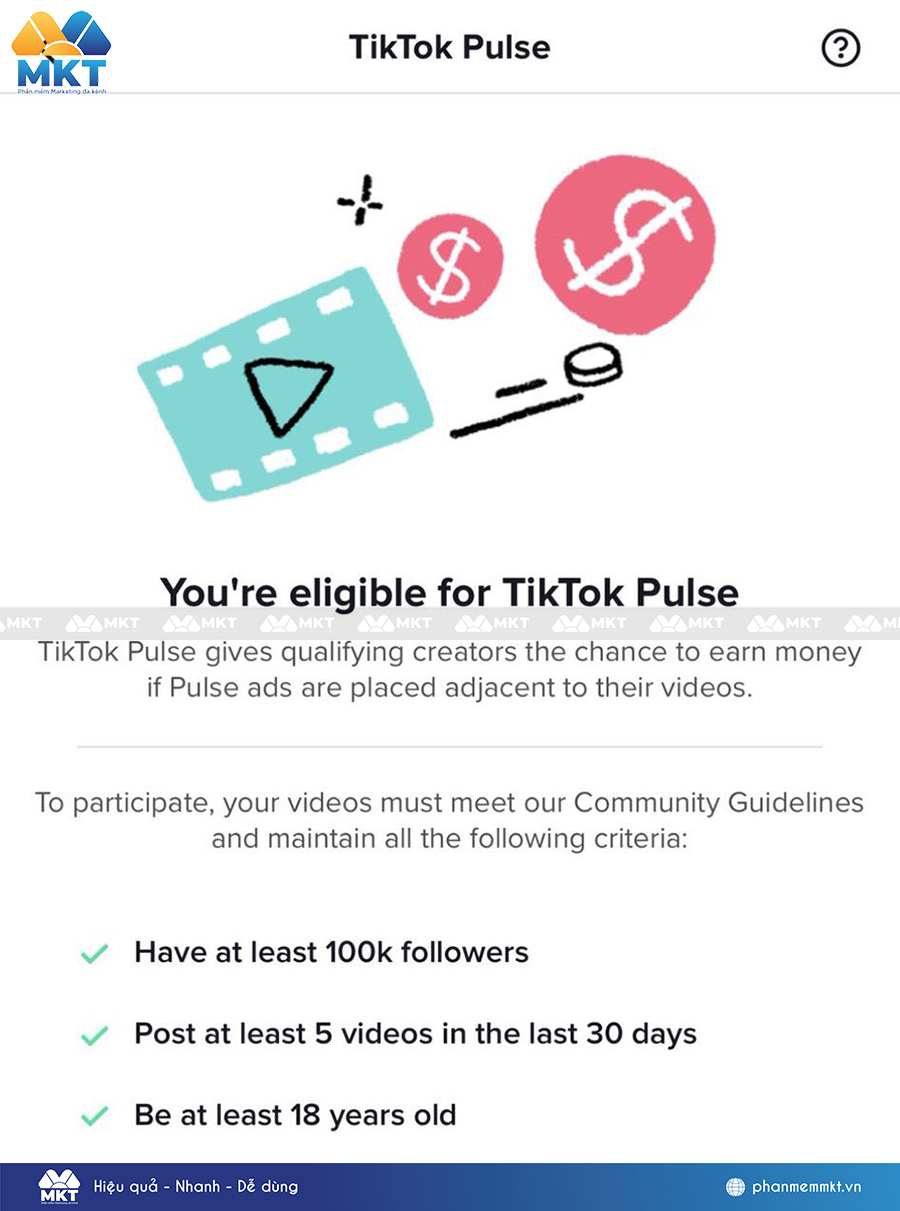 Điều kiện đăng ký chương trình TikTok Pulse