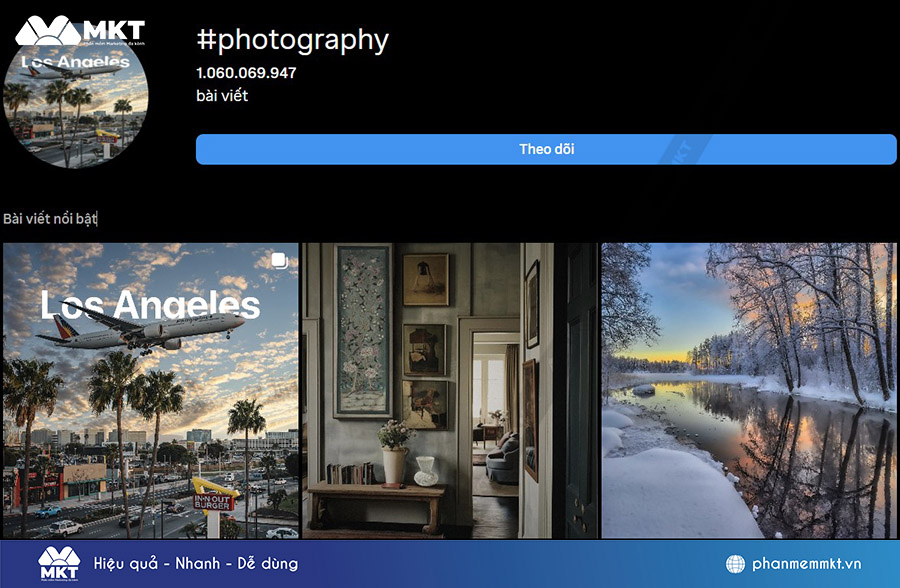 #photography cũng là một hashtag được yêu thích với hơn 1 tỷ bài viết