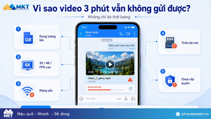 Zalo gửi được video bao nhiêu phút, bao nhiêu MB? 9 Vì sao video 3 phút vẫn không gửi được?
