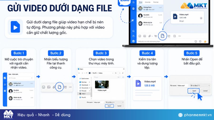 Zalo gửi được video bao nhiêu phút, bao nhiêu MB? 6 Gửi video dưới dạng file