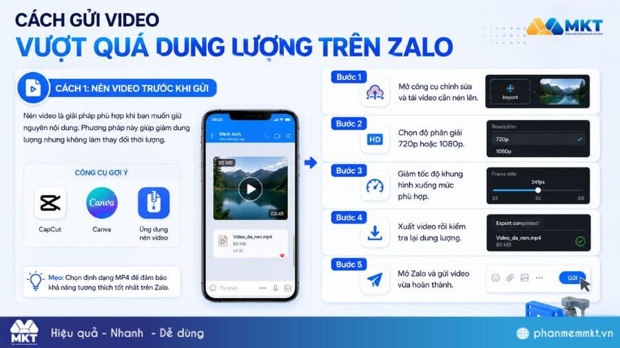 Zalo gửi được video bao nhiêu phút, bao nhiêu MB? 4 Cách gửi video vượt quá dung lượng trên Zalo