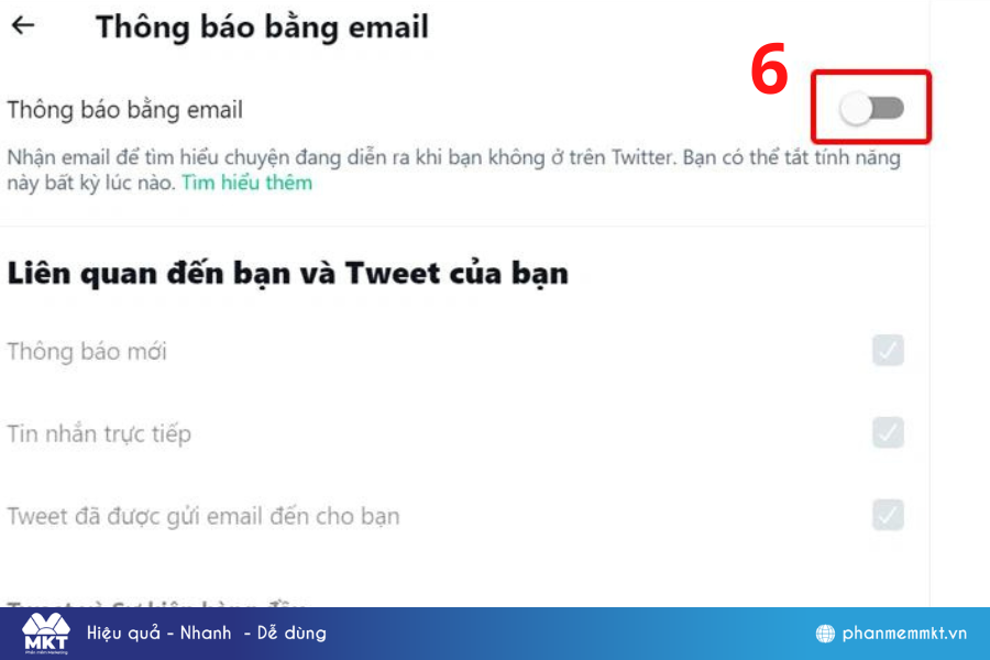 Bước 5 cách tắt thông báo Twitter trên gmail trên máy tính 