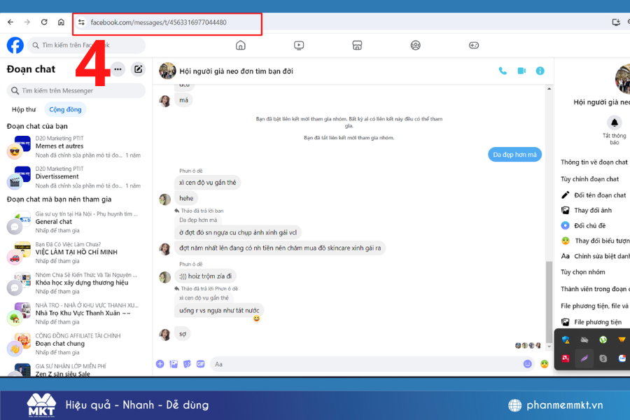 Cách lấy link nhóm messenger trên máy tính