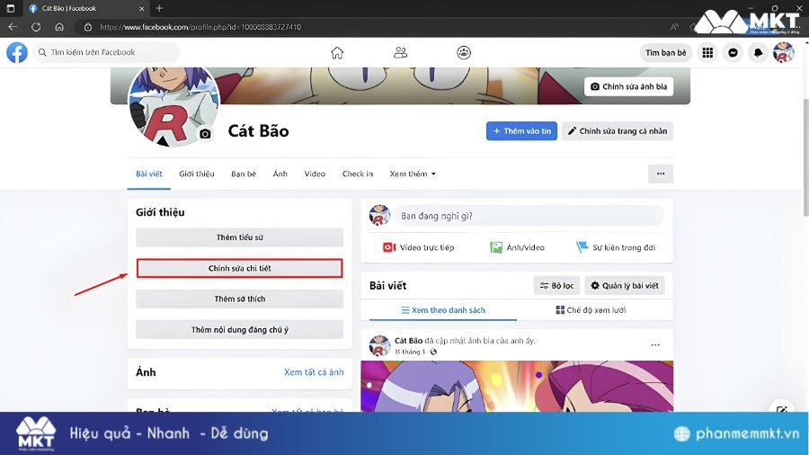 Chọn Chỉnh sửa chi tiết Cách xem ngày tham gia Facebook