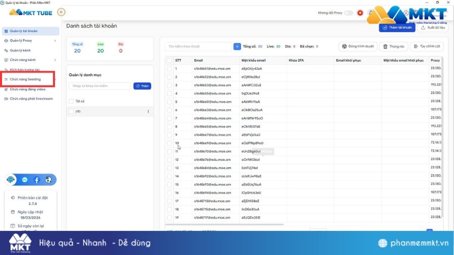 Chọn seeding video Cách tăng 1000 Sub YouTube